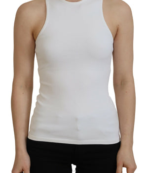 Dsquared² White Viscose Sleeveless Round Neck Tank T-Shirt