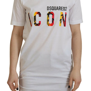 Dsquared² White Cotton Icon Logo Print Crewneck T-shirt