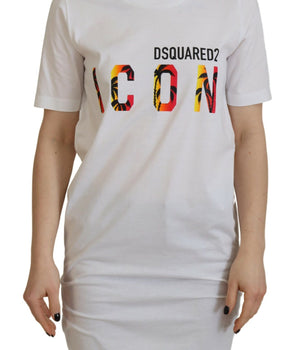 Dsquared² White Cotton Icon Logo Print Crewneck T-Shirt