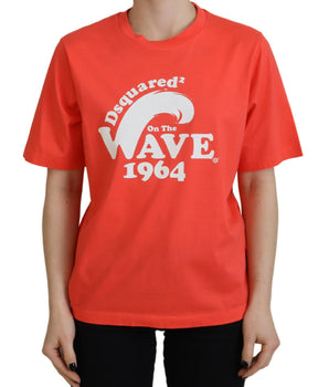 Dsquared² Orange Logo Cotton Crewneck Short Sleeve T-Shirt