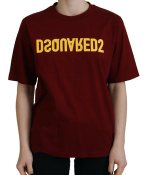 Dsquared² Maroon Logo Cotton Crewneck Short Sleeve Tee T-shirt