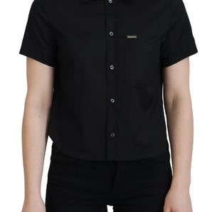 Dsquared² Black Collared Button Down Short Sleeves Polo Top