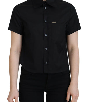 Dsquared² Black Collared Button Down Short Sleeves Polo Top