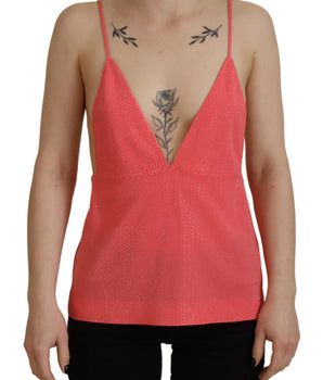 Dsquared² Pink Sleeveless Spaghetti Strap Cami V-neck Top