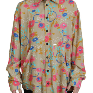 Dsquared² Beige Floral Collared Button Down Long Sleeves Shirt