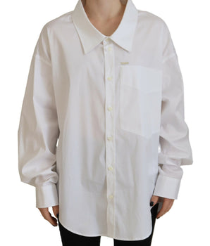 Dsquared² White Cotton Button Down Collared Dress Shirt Top