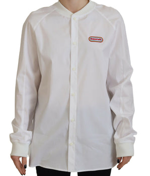 Dsquared² White Cotton Button Down Long Sleeves Crewneck Top