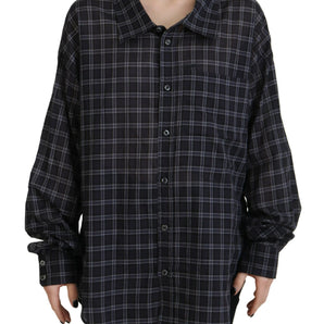 Dsquared² Black Checkered Collared Button Long Sleeves Shirt