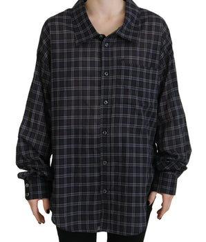 Dsquared² Black Checkered Collared Button Long Sleeves Shirt