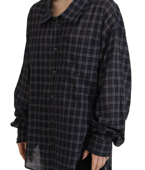 Dsquared² Black Checkered Collared Button Long Sleeves Shirt