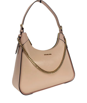 Michael Kors Wilma Large Smooth Leather Chain Shoulder Bag Purse Powder Blush
