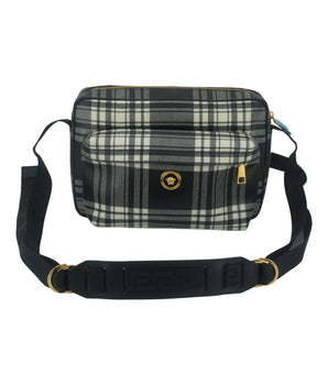 Versace Elegant Grey Leather Crossbody Bag