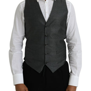 Dolce & Gabbana Gray Wool Formal Dress Waistcoat Vest