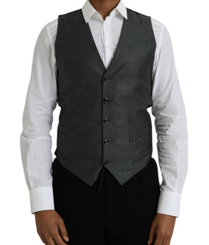 Dolce & Gabbana Gray Wool Formal Dress Waistcoat Vest