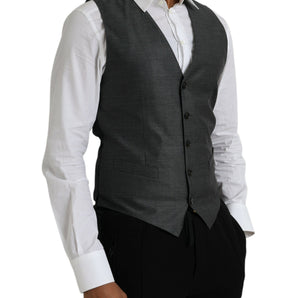 Dolce & Gabbana Gray Wool Formal Dress Waistcoat Vest