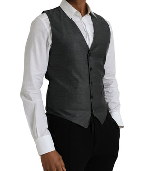 Dolce & Gabbana Gray Wool Formal Dress Waistcoat Vest