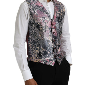 Dolce & Gabbana Multicolor Galaxy Silk Waistcoat Formal Vest