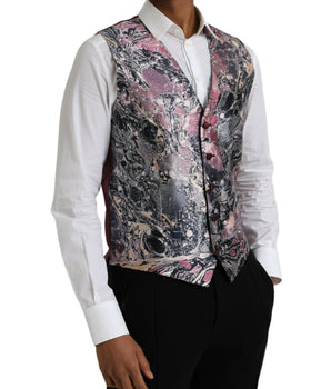 Dolce & Gabbana Multicolor Galaxy Silk Waistcoat Formal Vest