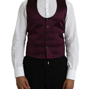 Dolce & Gabbana Maroon Satin Silk Waistcoat Dress Formal Vest