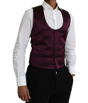Dolce & Gabbana Maroon Satin Silk Waistcoat Dress Formal Vest