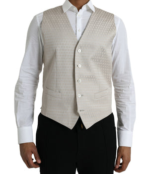 Dolce & Gabbana Off White Cotton Waistcoat Dress Formal Vest