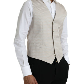 Dolce & Gabbana Off White Cotton Waistcoat Dress Formal Vest