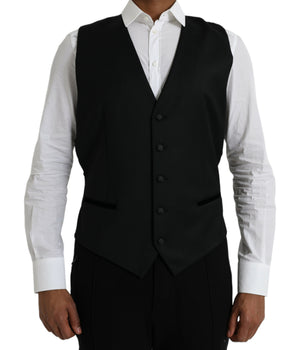 Dolce & Gabbana Black Silk Waistcoat Dress Formal Vest
