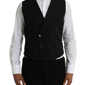 Dolce & Gabbana Black Wool Waistcoat Dress Formal Vest