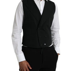 Dolce & Gabbana Black Wool Waistcoat Dress Formal Vest