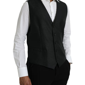 Dolce & Gabbana Black Wool Waistcoat Dress Formal Vest