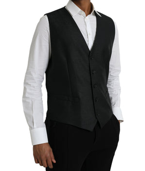 Dolce & Gabbana Black Wool Waistcoat Dress Formal Vest