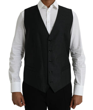 Dolce &amp; Gabbana Black Wool Waistcoat Dress Formal Vest