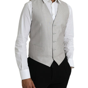 Dolce & Gabbana Light Gray Wool Formal Dress Waistcoat Vest