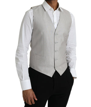 Dolce & Gabbana Light Gray Wool Formal Dress Waistcoat Vest