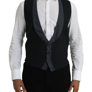 Dolce & Gabbana Black Wool Waistcoat Dress Formal Vest