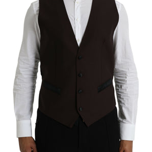 Dolce & Gabbana Brown Wool Waistcoat Dress Formal Vest