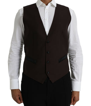 Dolce &amp; Gabbana Vestido Chaleco De Lana Marrón Chaleco Formal