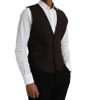 Dolce &amp; Gabbana Vestido Chaleco De Lana Marrón Chaleco Formal