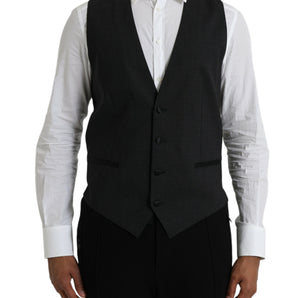 Dolce & Gabbana Black Cotton Waistcoat Dress Formal Vest