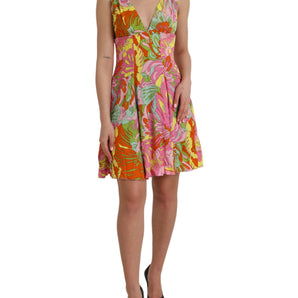 Dolce &amp; Gabbana Multicolor Floral Silk A-Line Dress