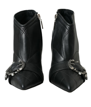 Dolce & Gabbana Black Devotion Quilted Buckled Boots Shoes