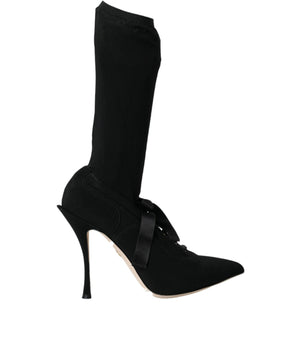 Dolce & Gabbana Black Stiletto Heels Mid Calf Boots Shoes