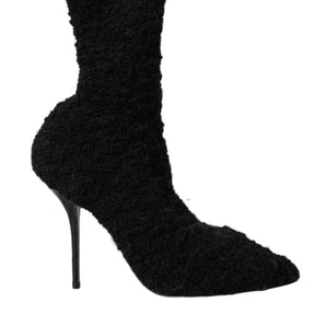 Dolce & Gabbana Black Stiletto Heels Mid Calf Boots Shoes