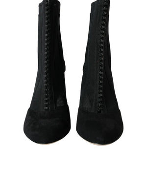 Dolce & Gabbana Black Mesh Stiletto Heels Ankle Boots Shoes