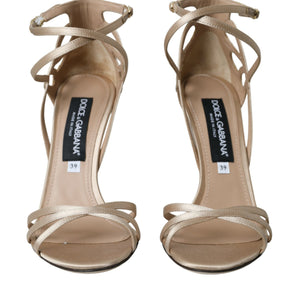 Dolce & Gabbana Beige Leather Strappy Heels Sandals Shoes