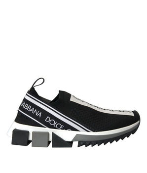 Dolce &amp; Gabbana Black White Slip On Sorrento Sneakers Shoes