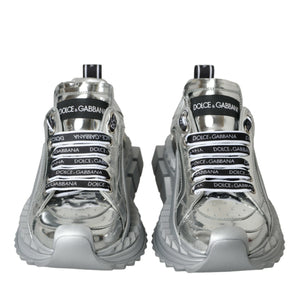 Dolce & Gabbana Silver Leather Super Queen Sneakers Shoes