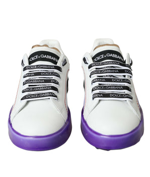 Dolce &amp; Gabbana White Leather Portofino Low Top Sneakers Shoes