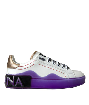 Dolce &amp; Gabbana White Leather Portofino Low Top Sneakers Shoes