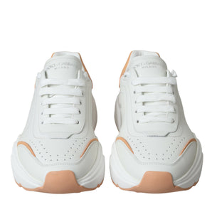 Dolce & Gabbana White Peach DAYMASTER Leather Sneakers Shoes